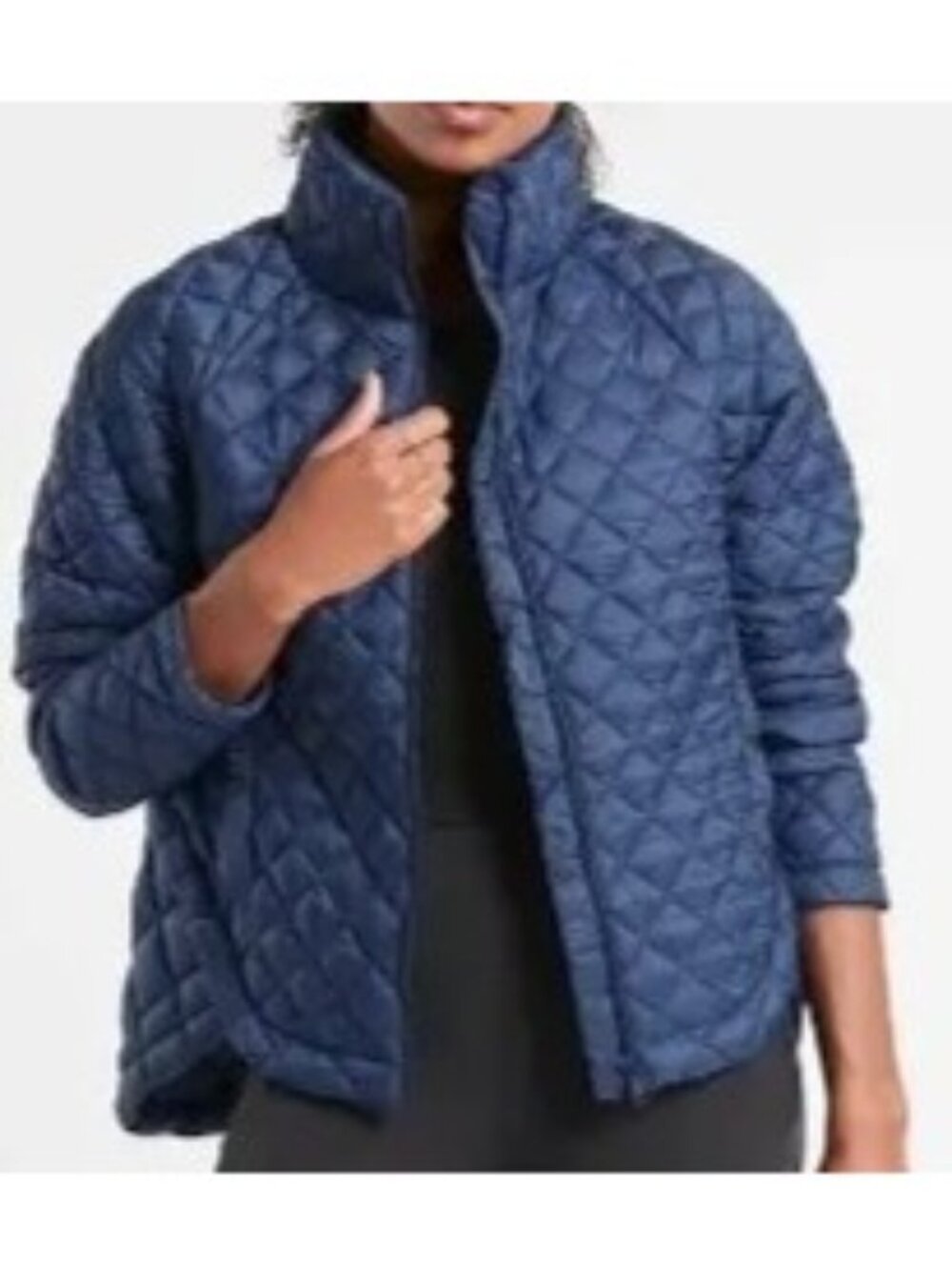 New! Athleta Navy Whisper Featherless Puffer Jacket Large